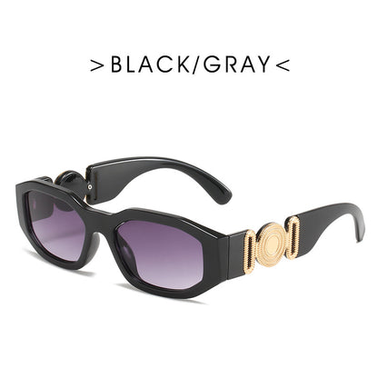 Retro Polygon Metal Hinged Small Frame Sunglasses