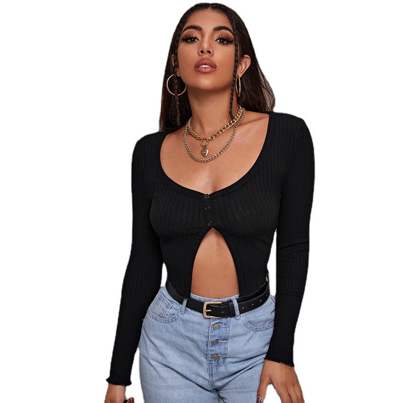 Long Sleeved Crop Cardigan Top