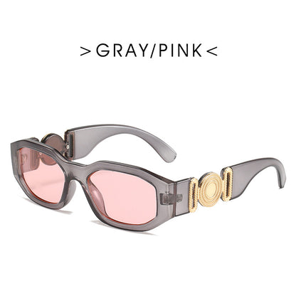 Retro Polygon Metal Hinged Small Frame Sunglasses