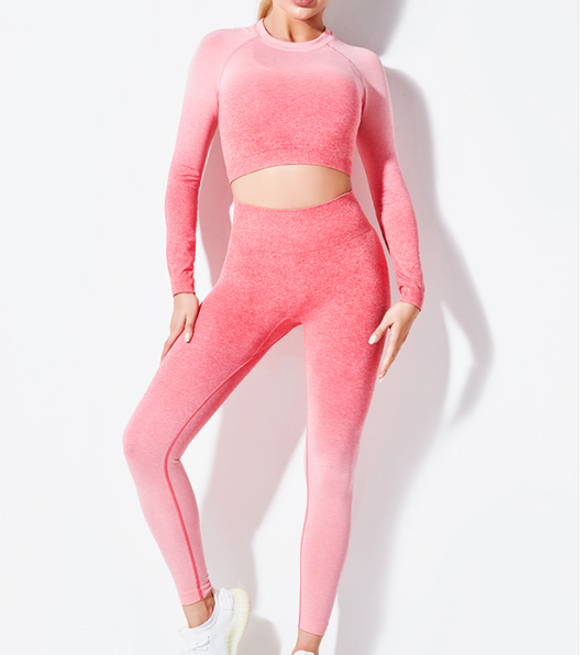 Long Sleeve Suit Seamless Gradient Fitness Wear