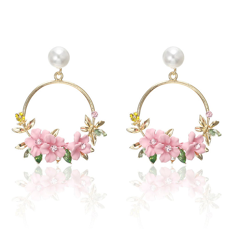 Pink Flower Earrings