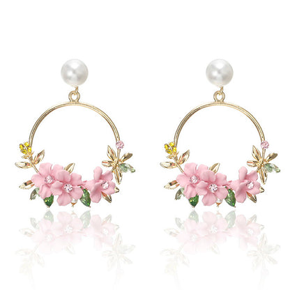 Pink Flower Earrings