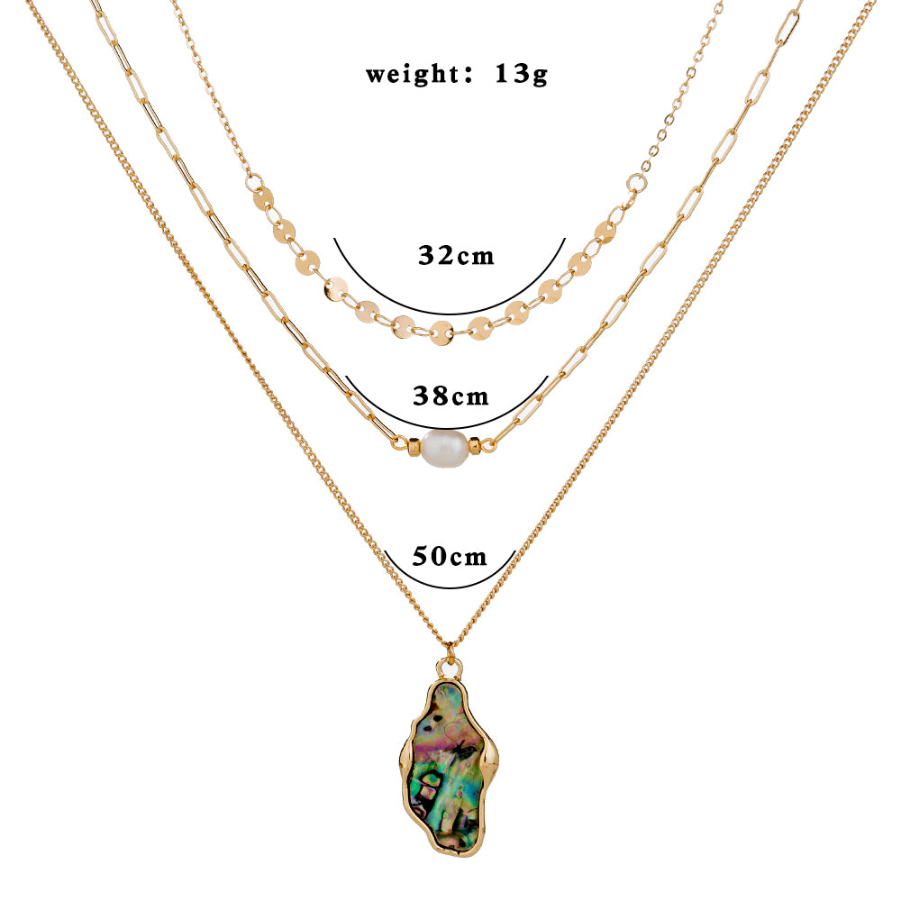 Necklace simple assorted abalone Shell multi-layer chain