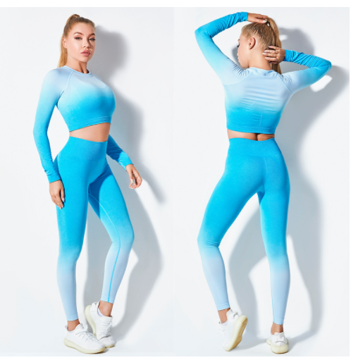 Long Sleeve Suit Seamless Gradient Fitness Wear