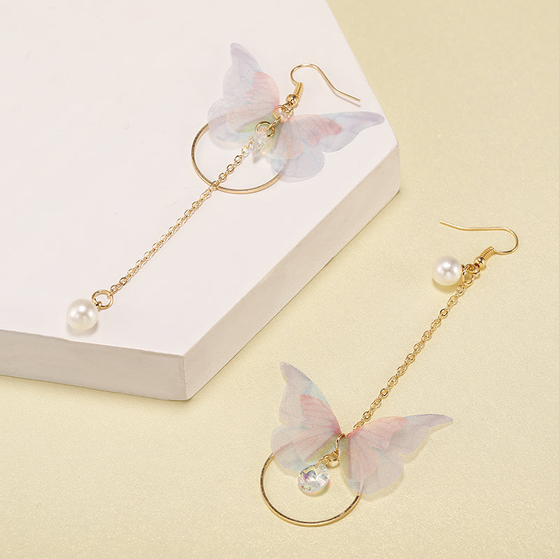 Asymmetric Butterfly Long Earrings