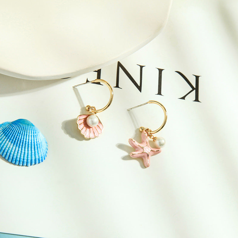 Shell-Starfish Pearl Earrings