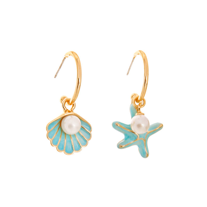 Shell-Starfish Pearl Earrings