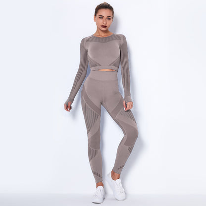 Seamless Knitted Absorbent Yoga Long-Sleeved Yoga Suit