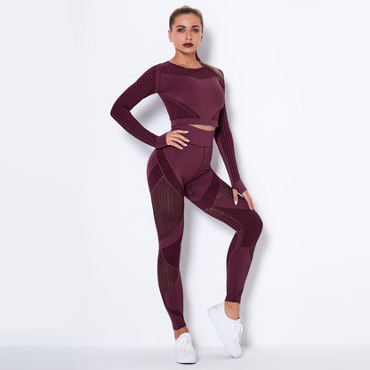 Seamless Knitted Absorbent Yoga Long-Sleeved Yoga Suit