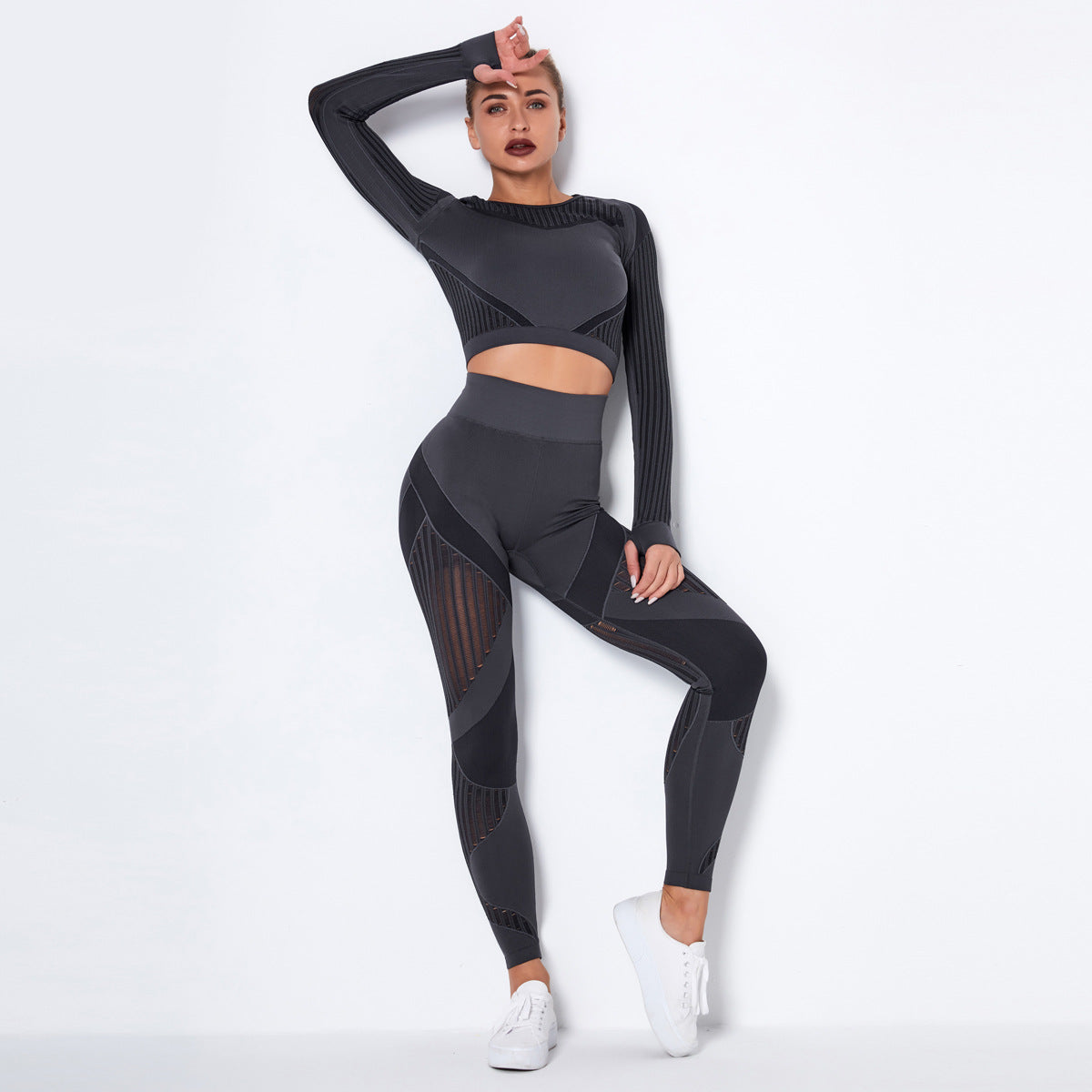 Seamless Knitted Absorbent Yoga Long-Sleeved Yoga Suit