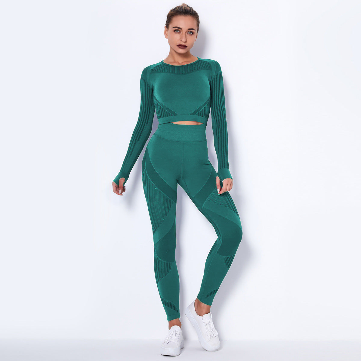 Seamless Knitted Absorbent Yoga Long-Sleeved Yoga Suit