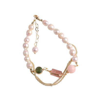 Natural Freshwater Pearl Strawberry Crystal Bracelet