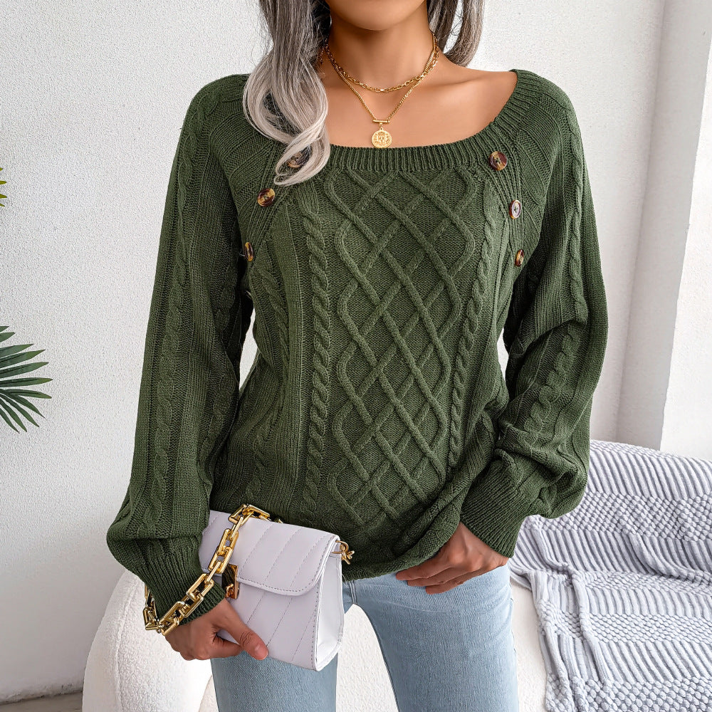 Buttoned Bliss Twist Sweater