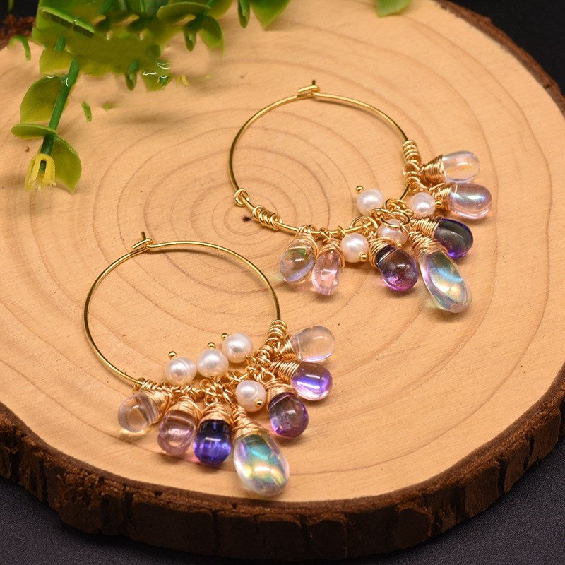 Pearl Czech Style crystal earrings