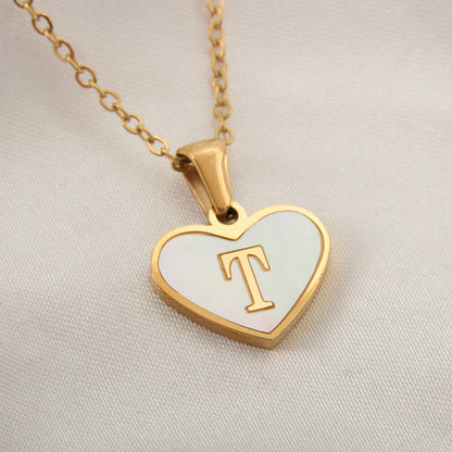 Heart Letter Shell Necklace