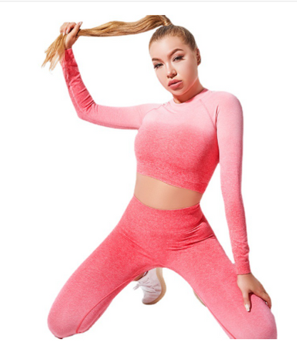 Long Sleeve Suit Seamless Gradient Fitness Wear