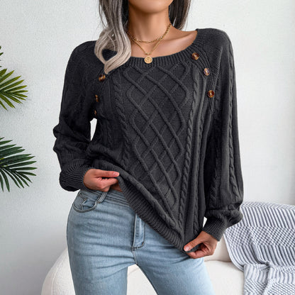 Buttoned Bliss Twist Sweater