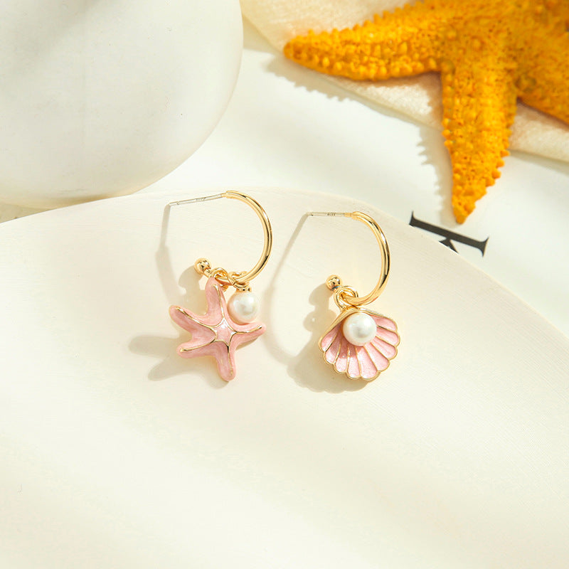 Shell-Starfish Pearl Earrings