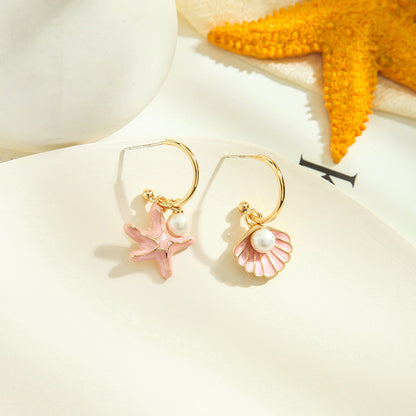 Shell-Starfish Pearl Earrings