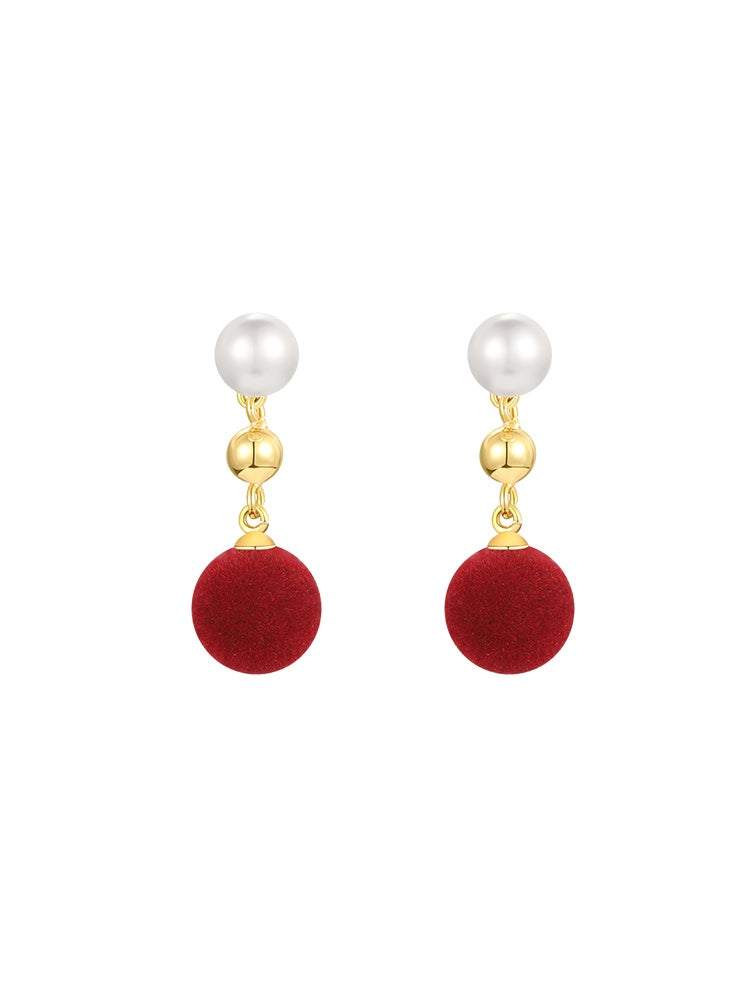 Retro Red Flocking Light Stud Earrings