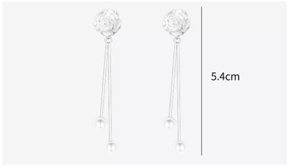 925 Sterling Silver Flowers Tassel Ear Studs