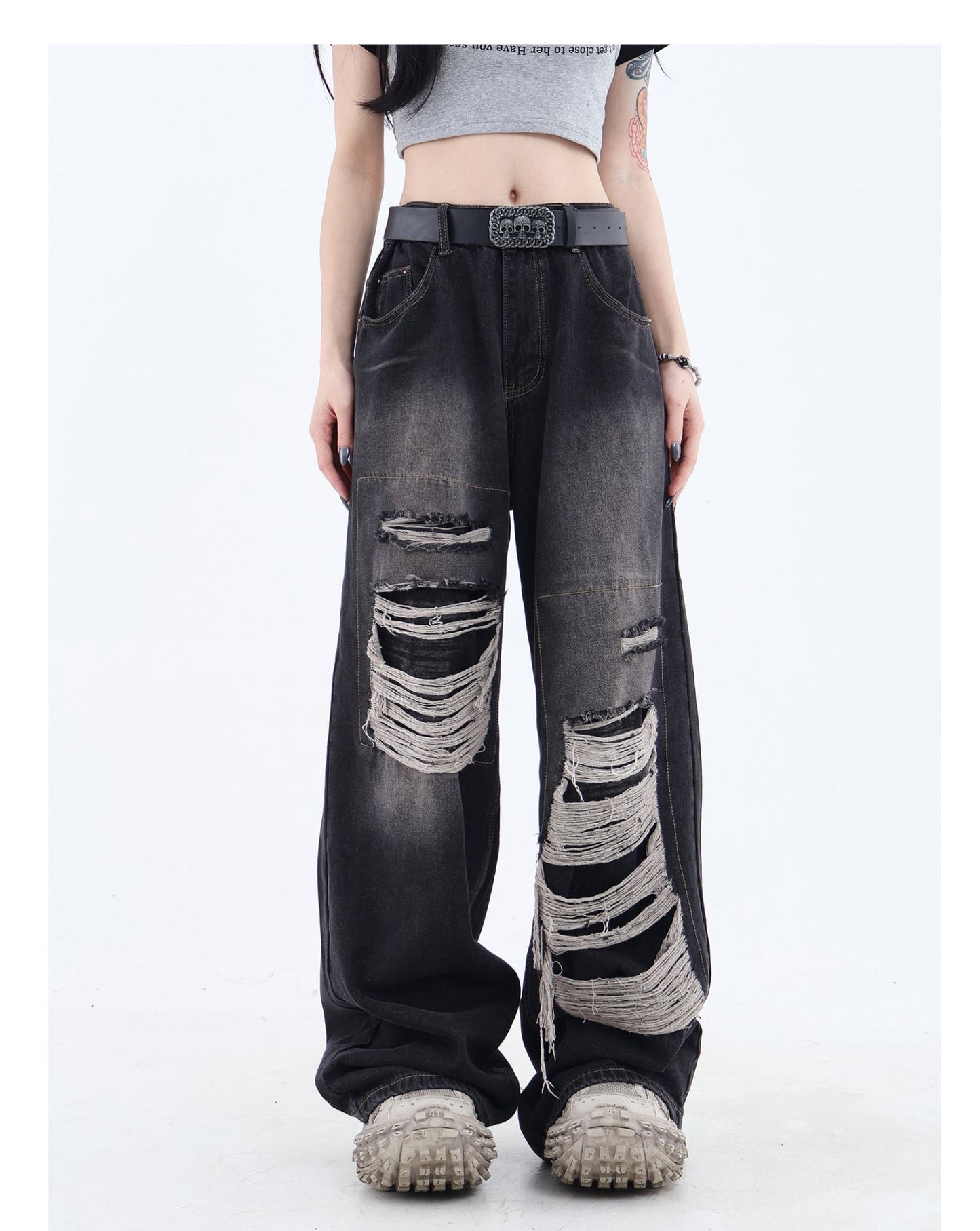 High Street Niche Design Ripped Jeans