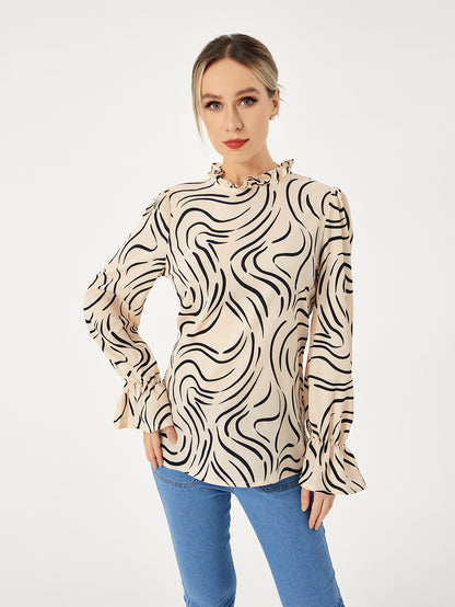 Graphic Casual Balloon Sleeve Shirt