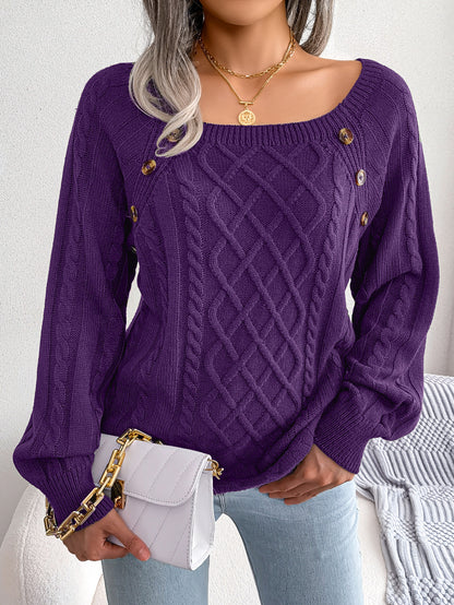 Buttoned Bliss Twist Sweater