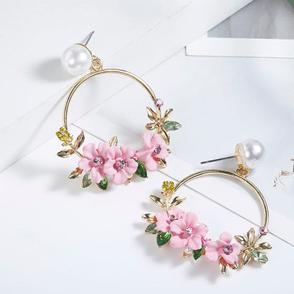 Pink Flower Earrings