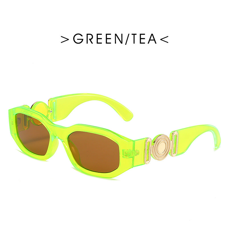 Retro Polygon Metal Hinged Small Frame Sunglasses