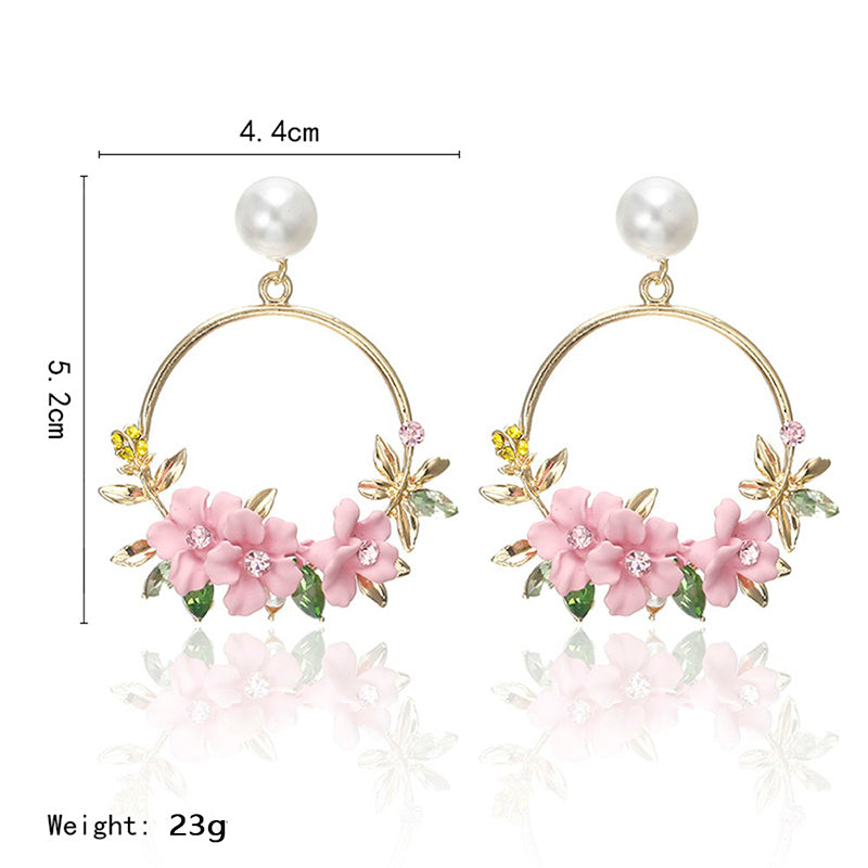 Pink Flower Earrings