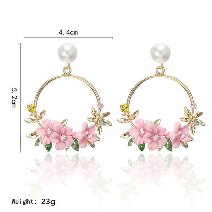 Pink Flower Earrings