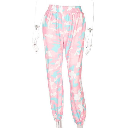 Pink Camouflage Print Sweatpants