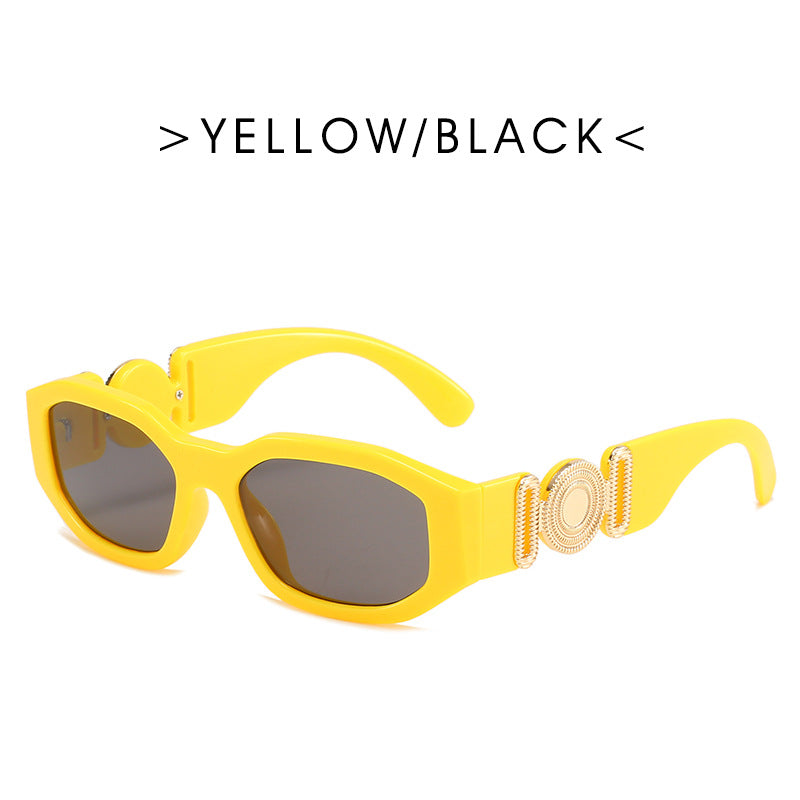 Retro Polygon Metal Hinged Small Frame Sunglasses