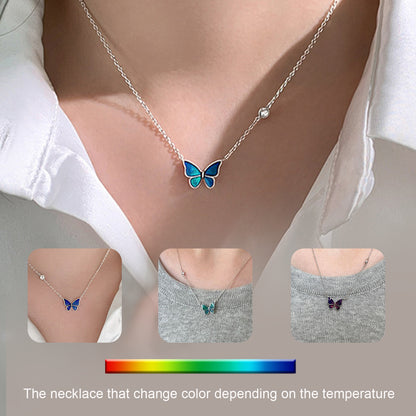 S925 Sliver Color-changing Butterfly Necklace