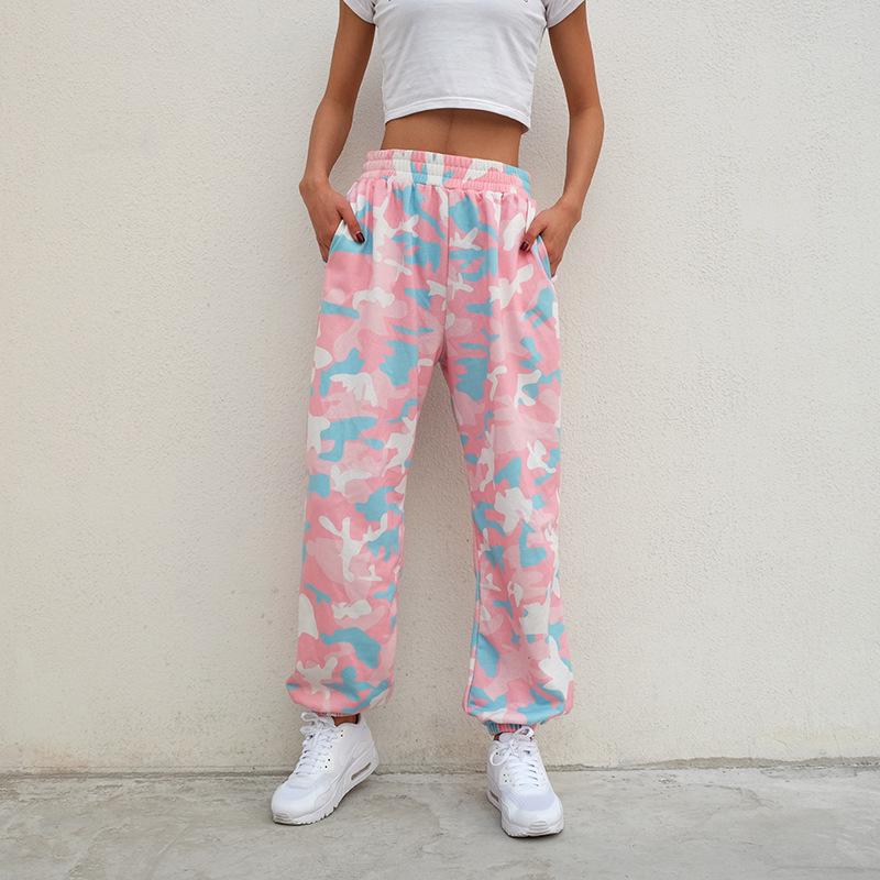 Pink Camouflage Print Sweatpants