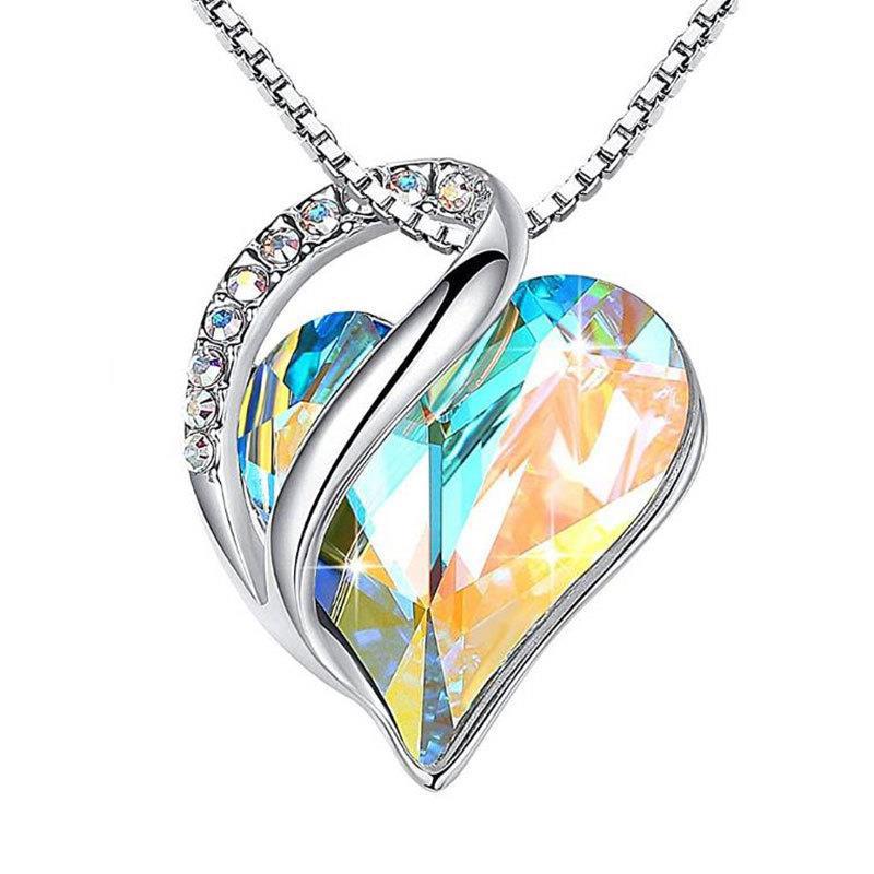 925 Sliver Heart Shaped Geometric Necklace