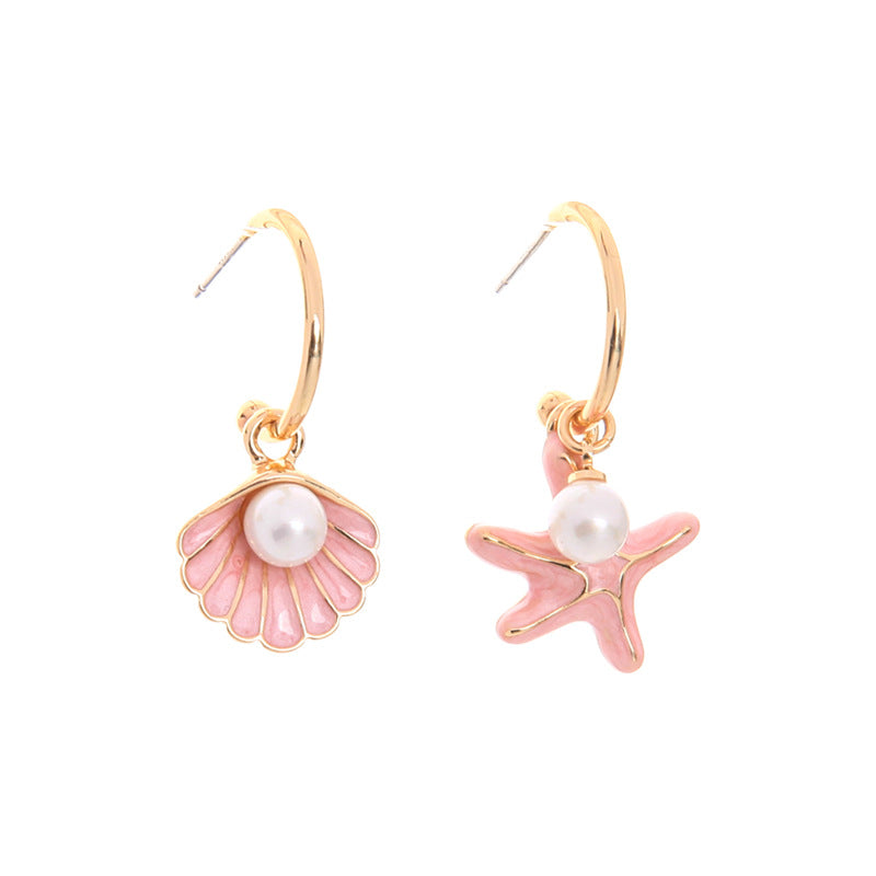 Shell-Starfish Pearl Earrings