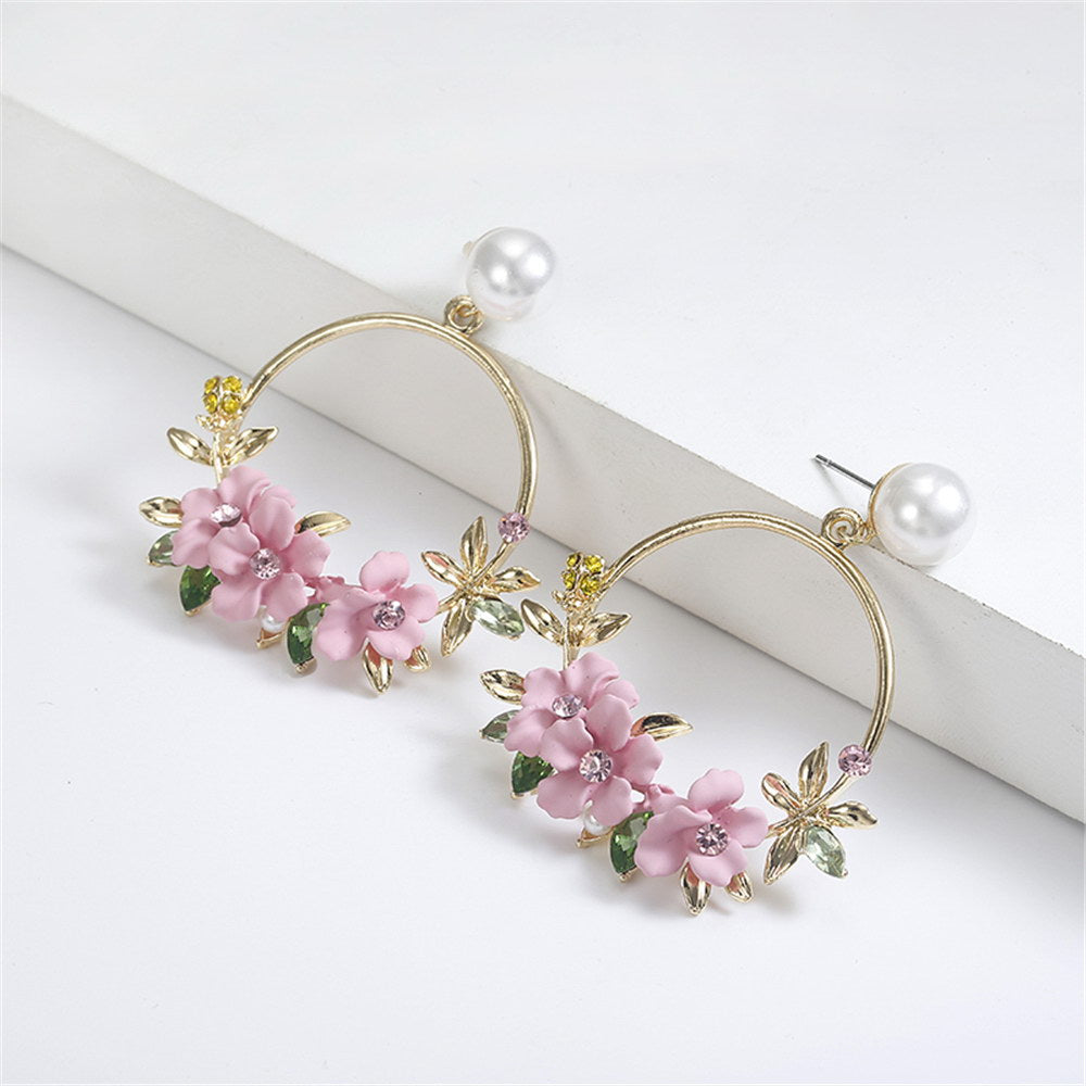 Pink Flower Earrings