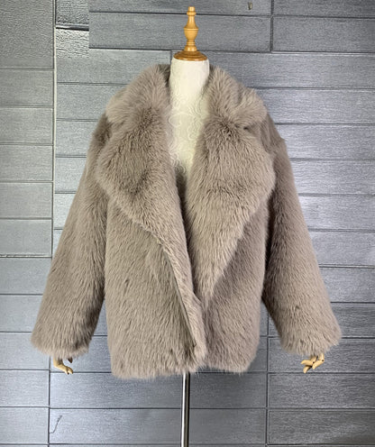 Fox Hair Medium Length Suit Collar Fur Coat