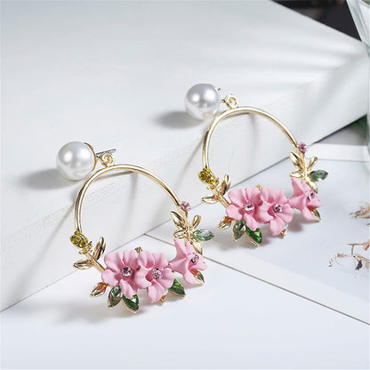 Pink Flower Earrings