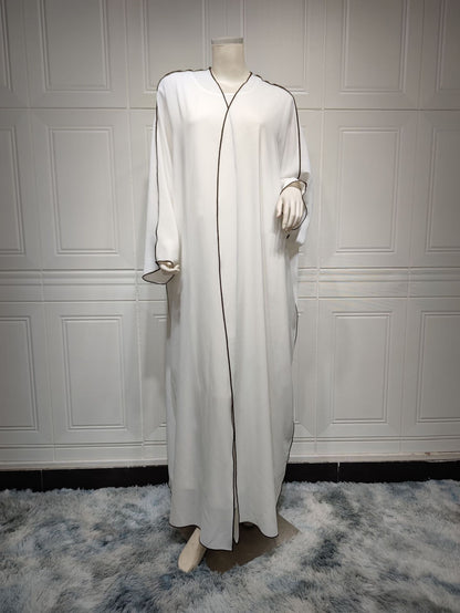 White Patchwork Abaya Robe