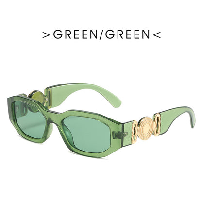 Retro Polygon Metal Hinged Small Frame Sunglasses