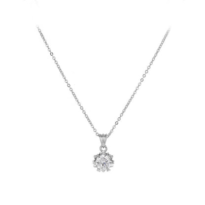 Six-pointed Zircon Pendant Necklace