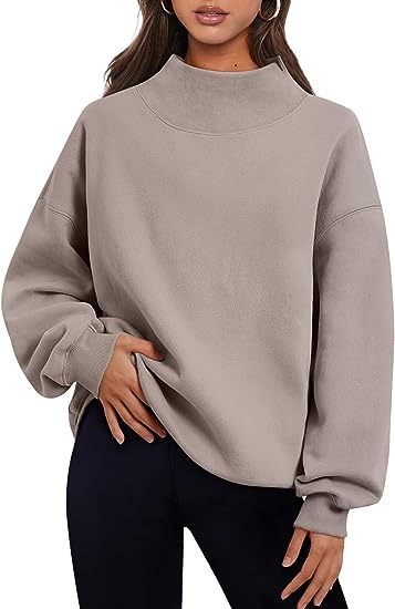 Pullover Sweatshirt Solid Color Loose Tops Round Neck Sweater