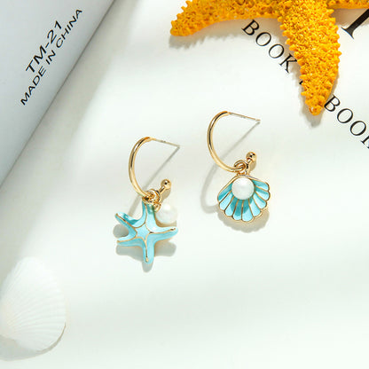 Shell-Starfish Pearl Earrings