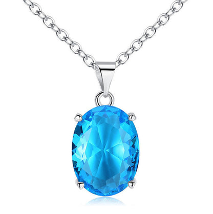 Chic Blue Crystal Zircon Pendant Necklace