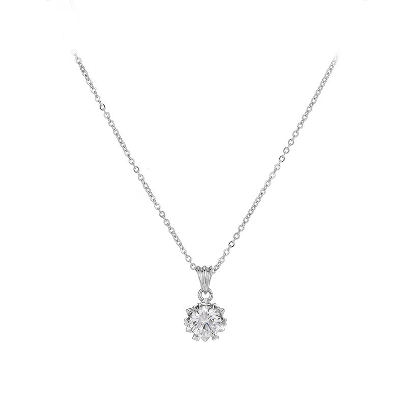 Six-pointed Zircon Pendant Necklace