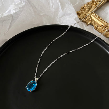 Chic Blue Crystal Zircon Pendant Necklace