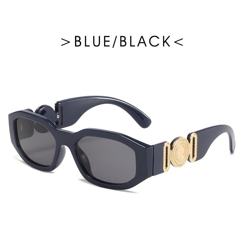 Retro Polygon Metal Hinged Small Frame Sunglasses